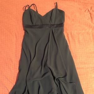 Teal spaghetti strap midi dress